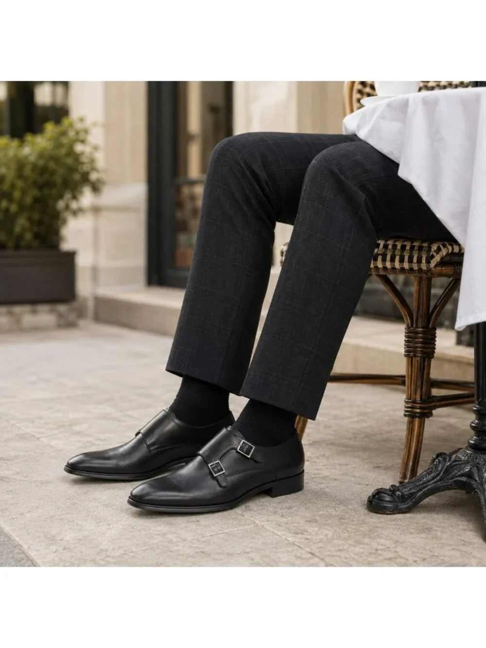 SD1 - Dune London Situation Black Leather Double Monk Strap Shoes Men’s 42/9 NIB